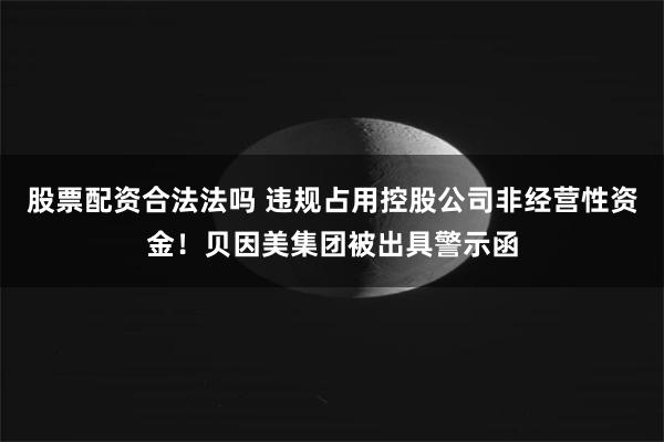 股票配资合法法吗 违规占用控股公司非经营性资金！贝因美集团被出具警示函