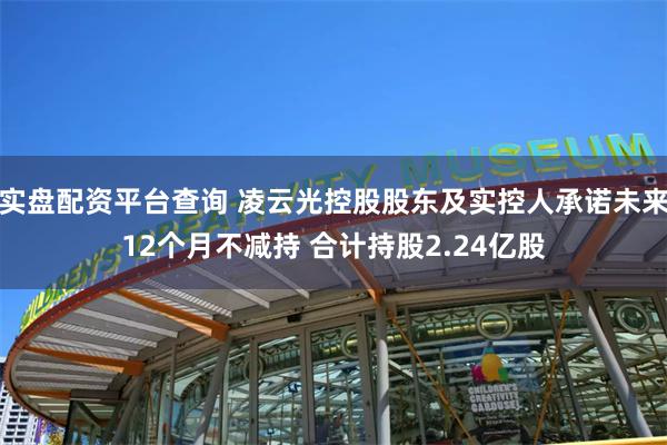 实盘配资平台查询 凌云光控股股东及实控人承诺未来12个月不减持 合计持股2.24亿股