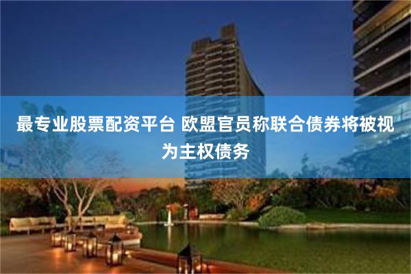 最专业股票配资平台 欧盟官员称联合债券将被视为主权债务