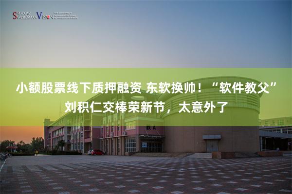 小额股票线下质押融资 东软换帅！“软件教父”刘积仁交棒荣新节，太意外了