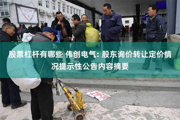 股票杠杆有哪些 伟创电气: 股东询价转让定价情况提示性公告内容摘要